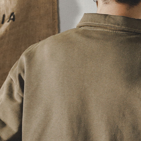 Distressed Lapel POLO Sweatshirt P0873