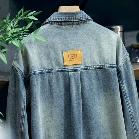 American Retro Long-sleeved Denim Shirt P0889