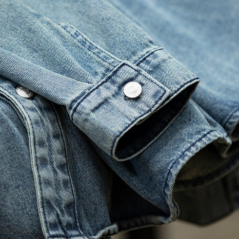 American Retro Long-sleeved Denim Shirt P0889