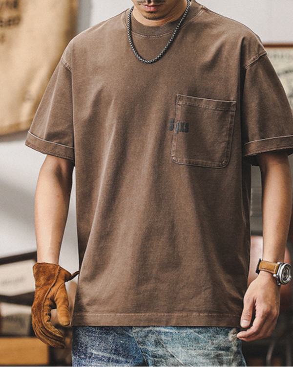 【OUTLET/即納】ヴィンテージポケットクルーネック半袖Tシャツ P0893