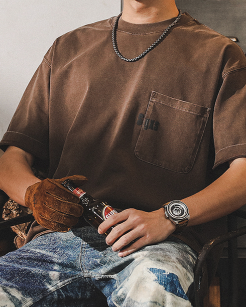 【OUTLET/即納】ヴィンテージポケットクルーネック半袖Tシャツ P0893