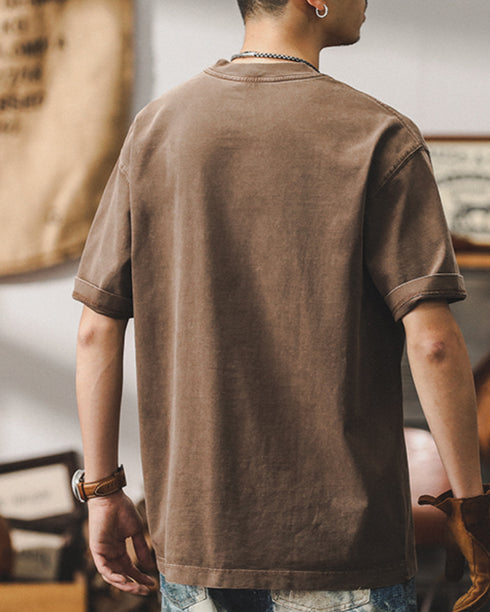 Vintage Pocket Crewneck Short T-shirt P0893