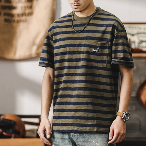 American Striped Men's Half-sleeved T-shirt P0898