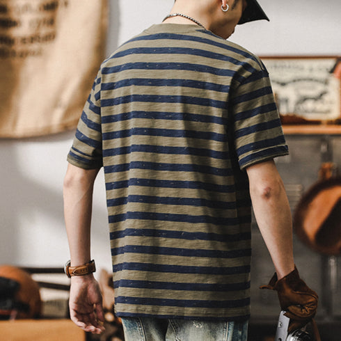 American Striped Men's Half-sleeved T-shirt P0898