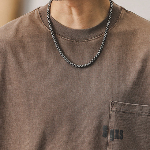 Vintage Pocket Crewneck Short T-shirt P0893