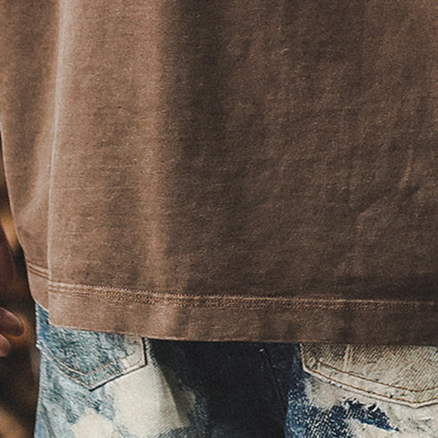 Vintage Pocket Crewneck Short T-shirt P0893