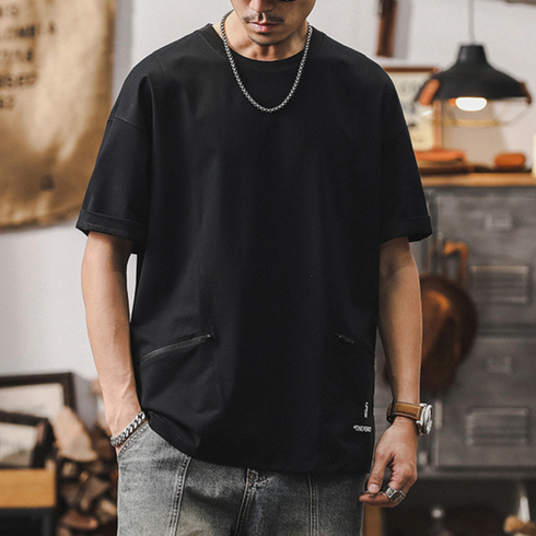 【OUTLET/即納】アシンメトリーポケット半袖Tシャツ P0920