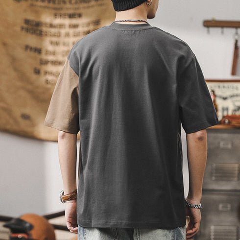 Contrast Color Short-sleeved T-shirt P0938