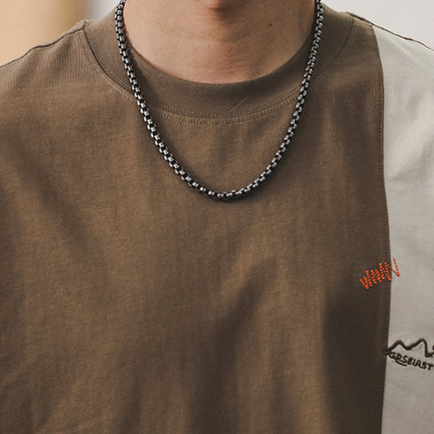 Contrast Color Short-sleeved T-shirt P0938