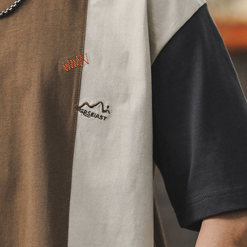 Contrast Color Short-sleeved T-shirt P0938