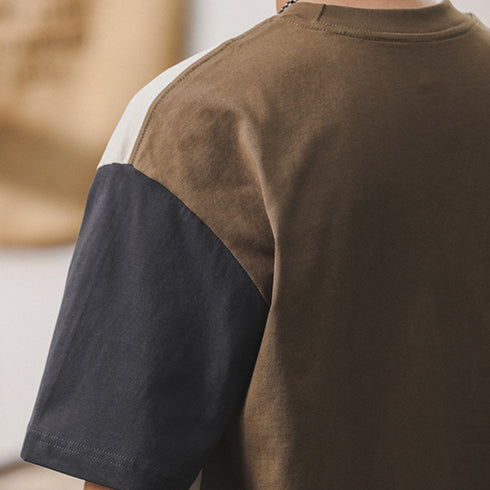 Contrast Color Short-sleeved T-shirt P0938