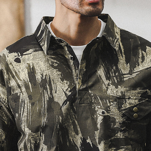 Loose Camouflage Casual Half-sleeved Polo Shirt P0950