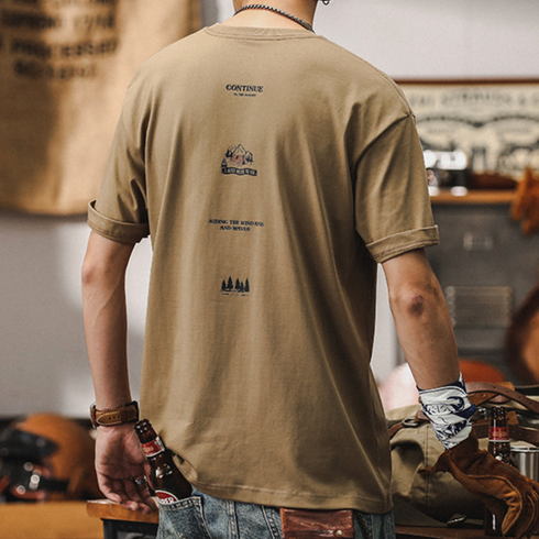 アウトドアミニマルバックプリントTシャツ P0952