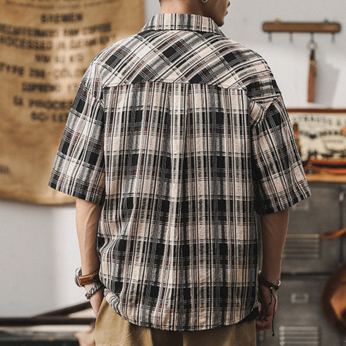 Plaid Shirt Short-sleeved P0992