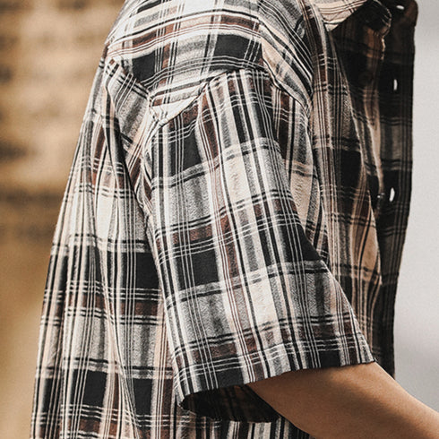 Plaid Shirt Short-sleeved P0992