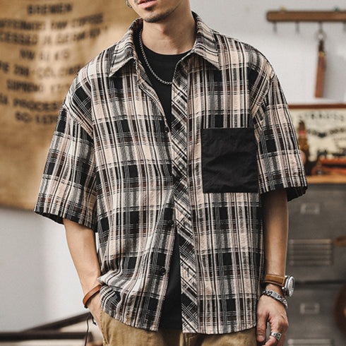 Plaid Shirt Short-sleeved P0992