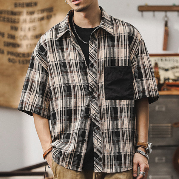 Plaid Shirt Short-sleeved P0992