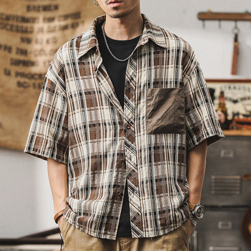 Plaid Shirt Short-sleeved P0992
