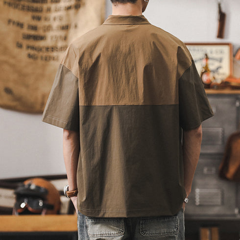 Contrast Color Stitching Shirt P0996