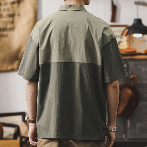 Contrast Color Stitching Shirt P0996