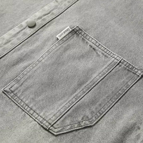 Washed Denim Shirt Short Sleeve P1025