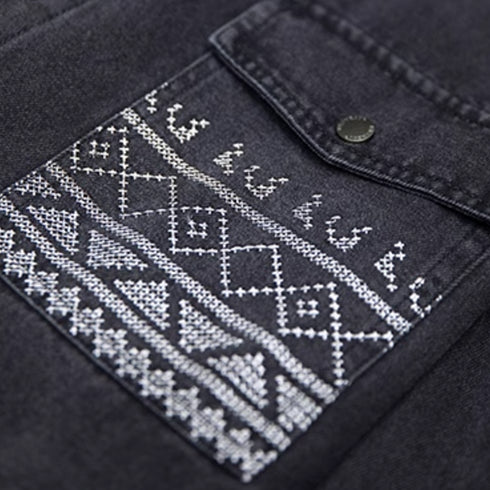 Embroidered Casual Denim Shirt P1134