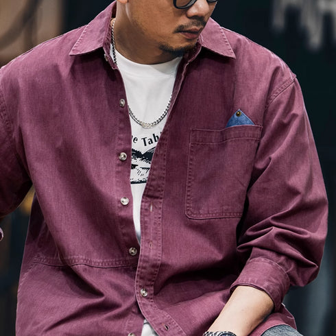 Contrasting Color Stitched Pocket Shirt P1175