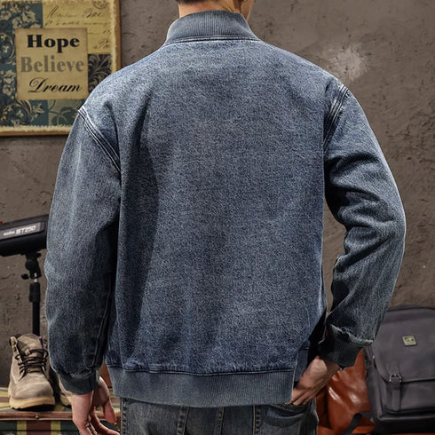 Denim Retro Distressed Motorcycle Jacket P1205