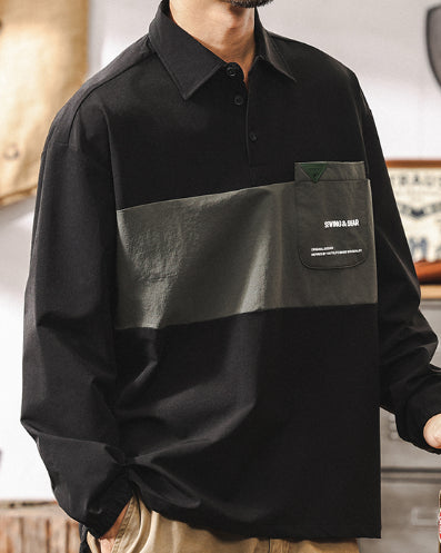 Utility Pocket Design Colorblock Polo Shirt P1314