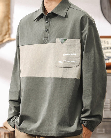 Utility Pocket Design Colorblock Polo Shirt P1314