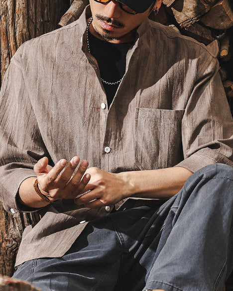 Vintage Shade Natural Style Three Quarter Sleeve Shirt P1327