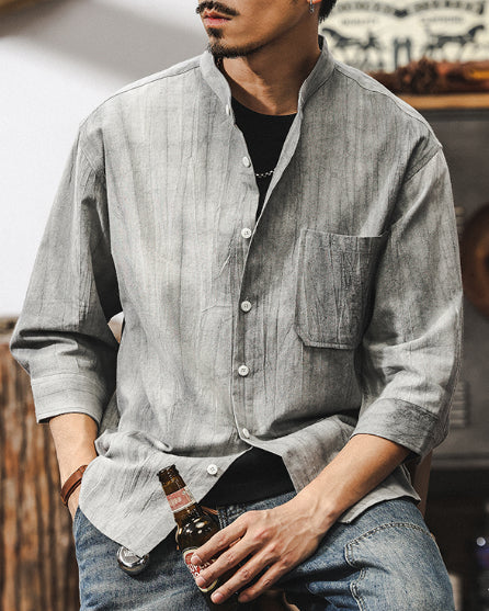 Vintage Shade Natural Style Three Quarter Sleeve Shirt P1327