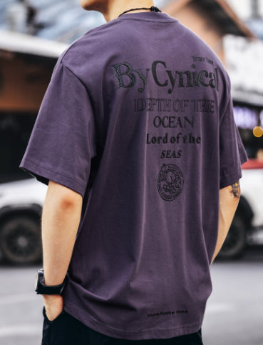 Back Letter Graphic Accent Short Sleeve T-Shirt P1355