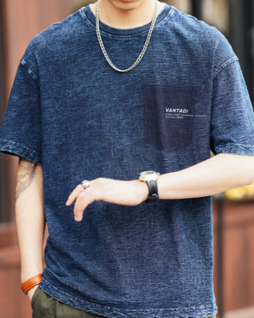 Rough Wash Casual Detail Short Sleeve T-Shirt P1360