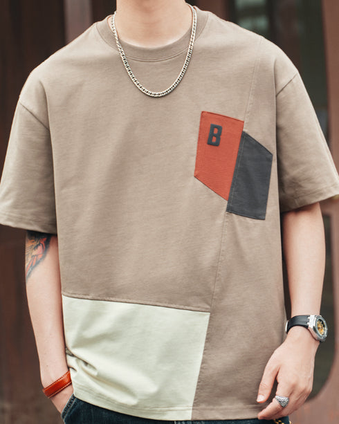 Asymmetric Block Line Accent Short Sleeve T-Shirt P1398