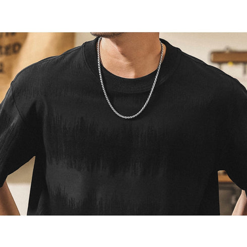 リラックスジャカードライン半袖Tシャツ P2019