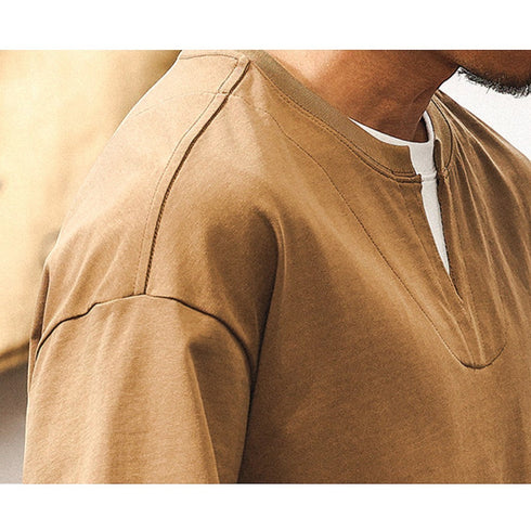 キーネックレイヤード半袖Tシャツ P2020