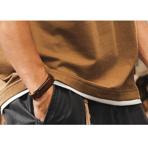 キーネックレイヤード半袖Tシャツ P2020