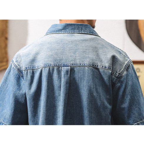 ウォッシュドワーク半袖デニムシャツ P2026