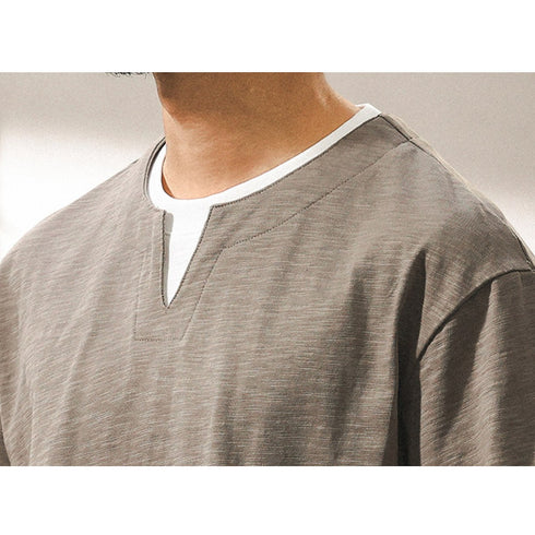 キーネックレイヤード半袖Tシャツ P2025