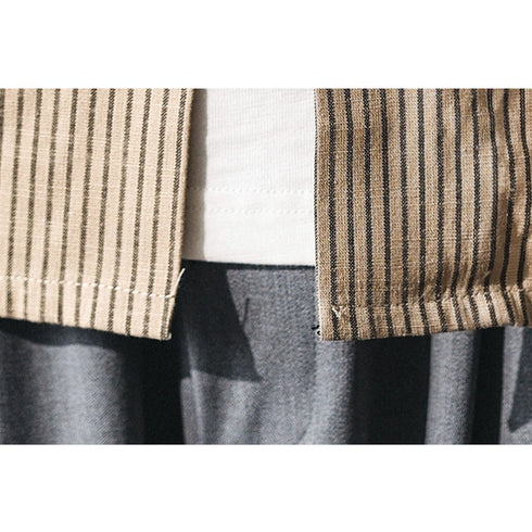 ストライプオープンカラー半袖シャツ P2039