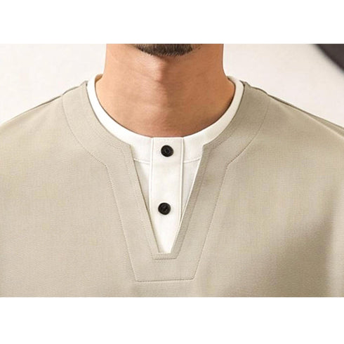 ツーボタンVネック半袖Tシャツ P2051