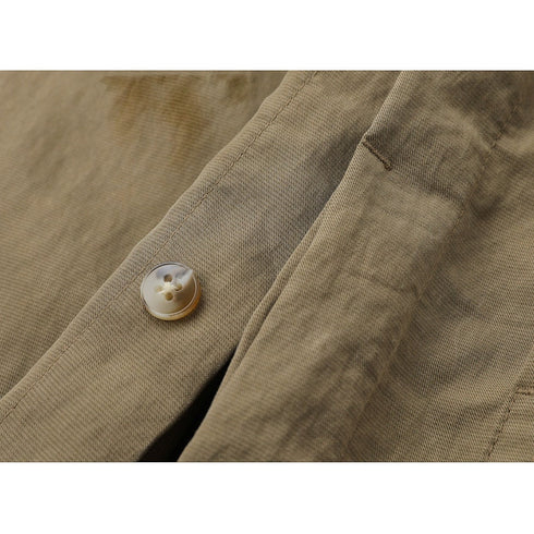 【OUTLET/即納】ノーカラーボタンフロント半袖シャツ P2058