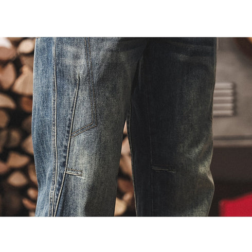ウォッシュドステッチストレートデニムパンツ P2068