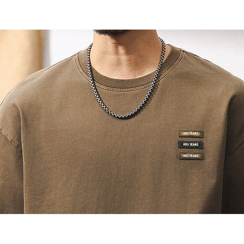 パッチアクセントクルーネックTシャツ P2109