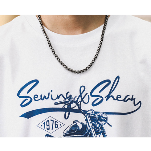 グラフィックプリントクルーネック半袖Tシャツ P2116