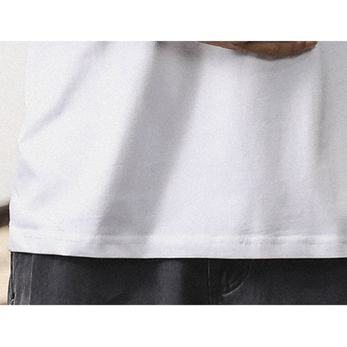 グラフィックプリントクルーネック半袖Tシャツ P2116