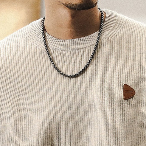 Rib Texture Crew Neck Knit Sweater P1649