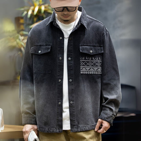 Embroidered Casual Denim Shirt P1134