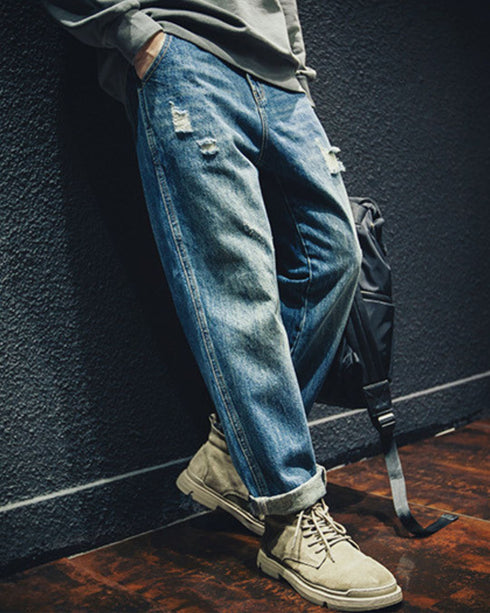 【OUTLET/即納】リップドストレートジーンズ P0019